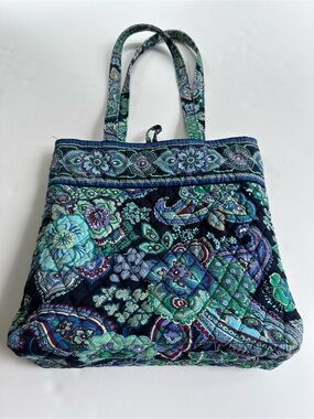 RETIRED Vera Bradley Blue Rhapsody Large Tote 12x12x4 Double Handle Toggle Clasp